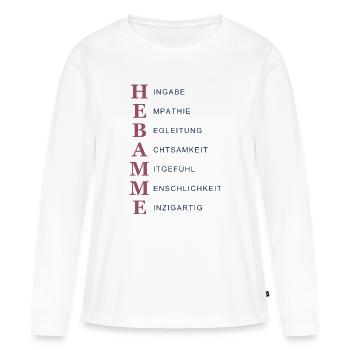 Hebamme Akrostichon – Herz & Hingabe Hell - Frauen Premium Bio Langarmshirt - Weiß - Vorne - Julia (174cm)