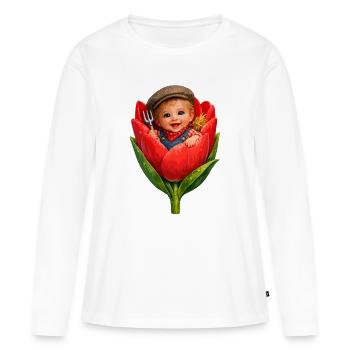 Bébé dans Tulip Bud - T-shirt manches longues Premium bio Femme - blanc - Devant - Julia (174cm)