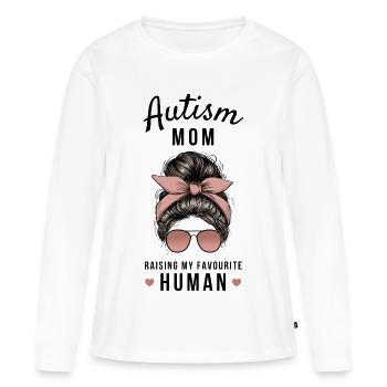 Maman autiste qui élève mon t-shirt humain préféré - T-shirt manches longues Premium bio Femme - blanc - Devant - Julia (174cm)