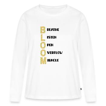 Couleurs du motif vertical BLOOM - T-shirt manches longues Premium bio Femme - blanc - Devant - Julia (174cm)