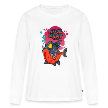 Nice to Meat You - T-shirt manches longues Premium bio Femme - blanc - Devant - Julia (174cm)