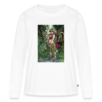 Équipement de combat de la fille Jungle Ranger - T-shirt manches longues Premium bio Femme - blanc - Devant - Julia (174cm)