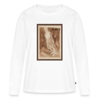 Conception du timbre - T-shirt manches longues Premium bio Femme - blanc - Devant - Julia (174cm)