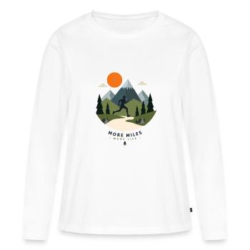 Plus de kilomètres, plus de vie - T-shirt manches longues Premium bio Femme - blanc - Devant - Julia (174cm)
