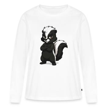 Confident Skunk Mascot - Women's Premium Organic Long Sleeve Shirt - white - Front - Julia (174cm)