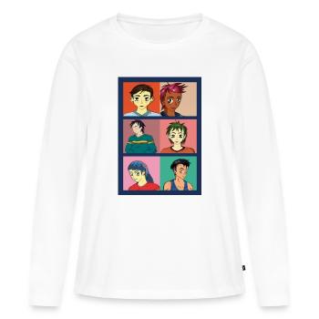 Portraits et expressions faciales dans le style anime - T-shirt manches longues Premium bio Femme - blanc - Devant - Julia (174cm)