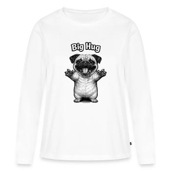 Gros câlin du gros carlin - T-shirt manches longues Premium bio Femme - blanc - Devant - Julia (174cm)