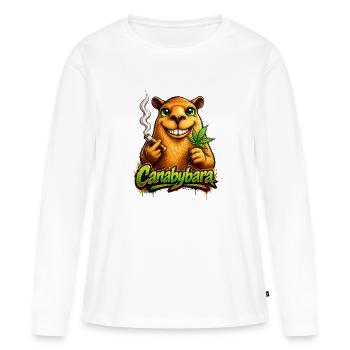 Humour du cannabis canabybara - T-shirt manches longues Premium bio Femme - blanc - Devant - Julia (174cm)