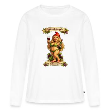 Weinkönigin im Schrebergarten - Frauen Premium Bio Langarmshirt - Weiß - Vorne - Julia (174cm)