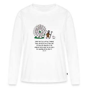 Berger et troupeau : scène comique - T-shirt manches longues Premium bio Femme - blanc - Devant - Julia (174cm)