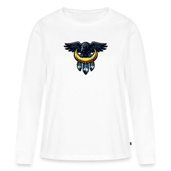 Nachtadler über Mondkrescent - Frauen Premium Bio Langarmshirt - Weiß - Vorne - Julia (174cm)