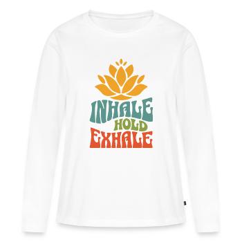 Namasté Lotus Flower Bohème Méditation Yoga Vintage - T-shirt manches longues Premium bio Femme - blanc - Devant - Julia (174cm)