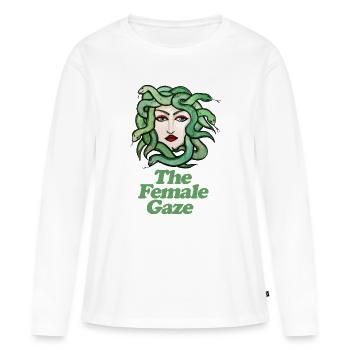 Le regard féminin - T-shirt manches longues Premium bio Femme - blanc - Devant - Julia (174cm)