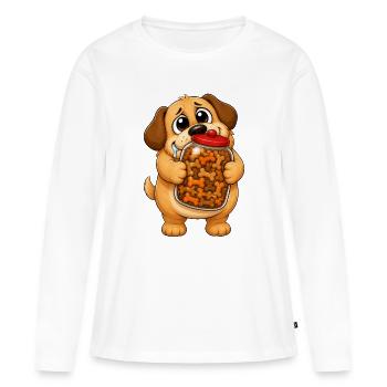 Obsession des bocs de friandises pour chiens qui bavent - T-shirt manches longues Premium bio Femme - blanc - Devant - Julia (174cm)