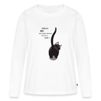 Introvertiert Katzen Motiv - Frauen Premium Bio Langarmshirt - Weiß - Vorne - Julia (174cm)