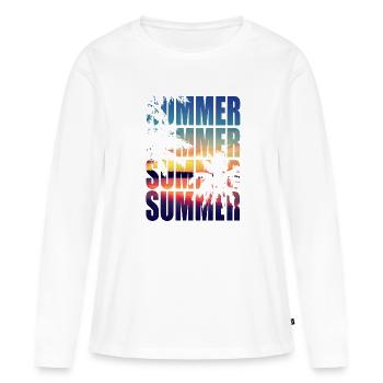 Été palmiers été - T-shirt manches longues Premium bio Femme - blanc - Devant - Julia (174cm)