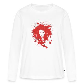 Halloween blutig Gesicht Teufel Geschenkidee - Frauen Premium Bio Langarmshirt - Weiß - Vorne - Julia (174cm)