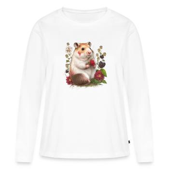 Hamster de charme - T-shirt manches longues Premium bio Femme - blanc - Devant - Julia (174cm)