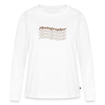 Photographie design boho - T-shirt manches longues Premium bio Femme - blanc - Devant - Julia (174cm)