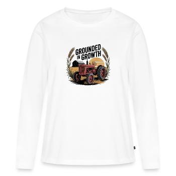 Ancré dans la croissance - T-shirt manches longues Premium bio Femme - blanc - Devant - Julia (174cm)