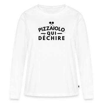 pizzaiolo qui déchire. Pizza Pizzaïolo - T-shirt manches longues Premium bio Femme - blanc - Devant - Julia (174cm)