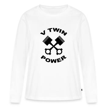 V Twin Power - T-shirt manches longues Premium bio Femme - blanc - Devant - Julia (174cm)