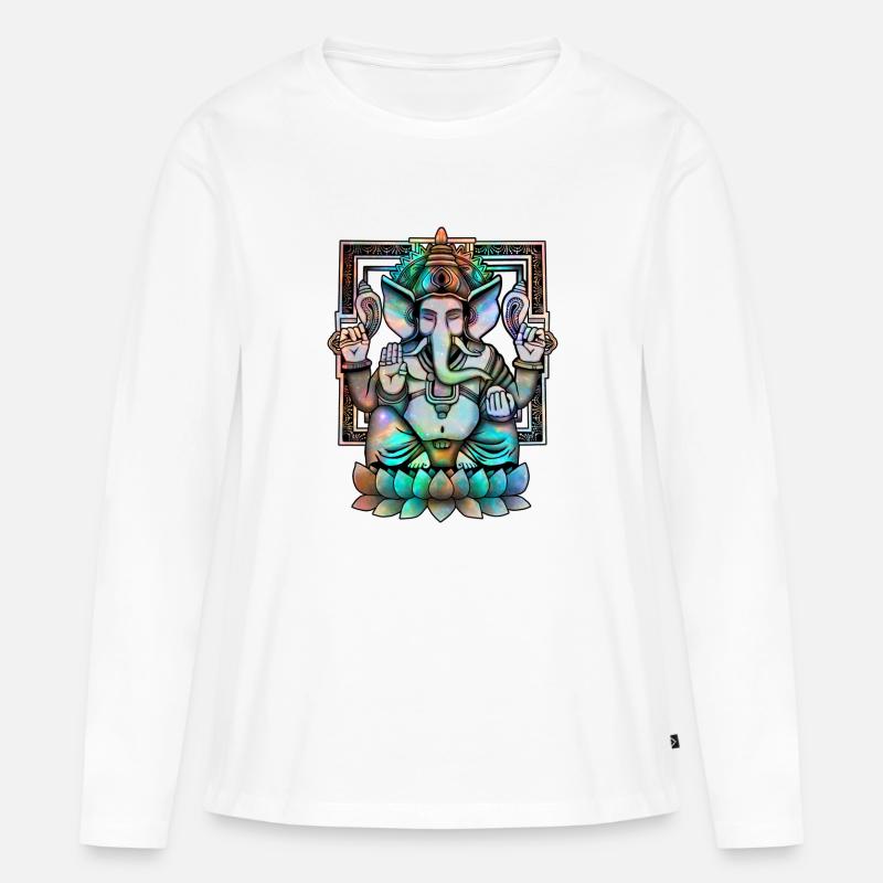 Cosmic Ganesh - Frauen Premium Bio Langarmshirt - Weiß