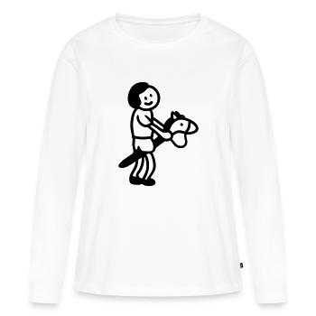 cheval de bataille de l'enfance - Line - T-shirt manches longues Premium bio Femme - blanc - Devant - Julia (174cm)