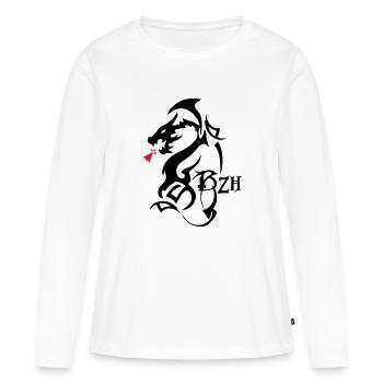 Stammes-Drache bzh Hermine Breton - Frauen Premium Bio Langarmshirt - Weiß - Vorne - Julia (174cm)