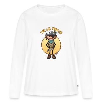 Tim le pirate - T-shirt manches longues Premium bio Femme - blanc - Devant - Julia (174cm)