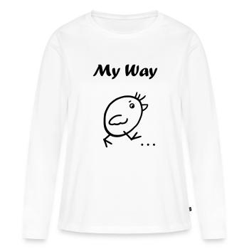 My Way - T-shirt manches longues Premium bio Femme - blanc - Devant - Julia (174cm)