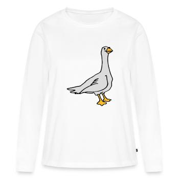 Gans - Frauen Premium Bio Langarmshirt - Weiß - Vorne - Julia (174cm)