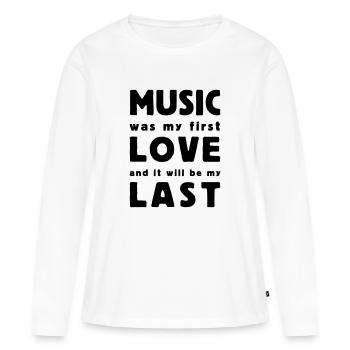 music was my first love - T-shirt manches longues Premium bio Femme - blanc - Devant - Julia (174cm)