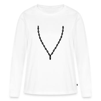 collier bijoux collier pendre chaîne belle - T-shirt manches longues Premium bio Femme - blanc - Devant - Julia (174cm)