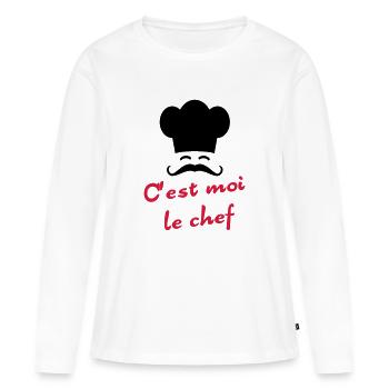C'est moi le chef - T-shirt manches longues Premium bio Femme - blanc - Devant - Julia (174cm)