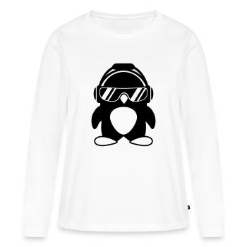 Penguin with headphones - Women's Premium Organic Long Sleeve Shirt - white - Front - Julia (174cm)