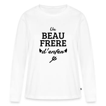 Beau Frère / Frere / Beau-Frère / Mariage / Marié - T-shirt manches longues Premium bio Femme - blanc - Devant - Julia (174cm)
