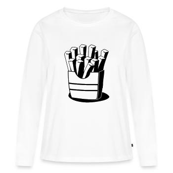 Fast Food Pommes Frites - T-shirt manches longues Premium bio Femme - blanc - Devant - Julia (174cm)