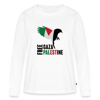 Gaza libre et Palestine libre - T-shirt manches longues Premium bio Femme - blanc - Devant - Julia (174cm)