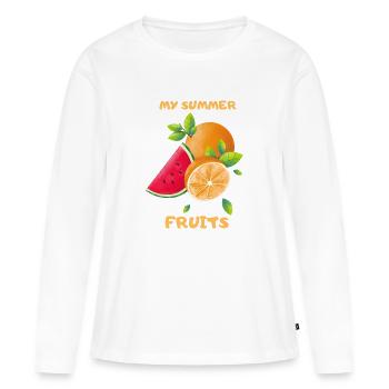 Fruits d'été Mon été - T-shirt manches longues Premium bio Femme - blanc - Devant - Julia (174cm)