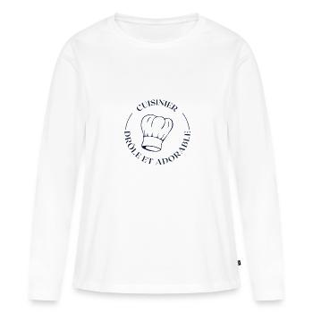 CUISINIER DRÔLE ET ADORABLE - T-shirt manches longues Premium bio Femme - blanc - Devant - Julia (174cm)