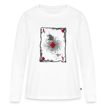 L'as de carreau. - T-shirt manches longues Premium bio Femme - blanc - Devant - Julia (174cm)