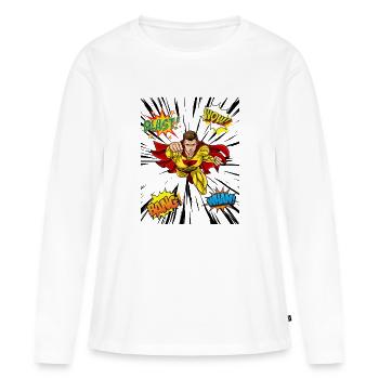 SuperHero - T-shirt manches longues Premium bio Femme - blanc - Devant - Julia (174cm)