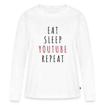 Eat Sleep Youtube Répéter - T-shirt manches longues Premium bio Femme - blanc - Devant - Julia (174cm)