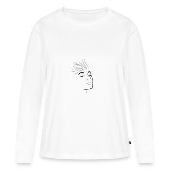 CHEVEUX 3D - T-shirt manches longues Premium bio Femme - blanc - Devant - Julia (174cm)
