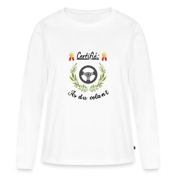 Certifié : As du volant - T-shirt manches longues Premium bio Femme - blanc - Devant - Julia (174cm)