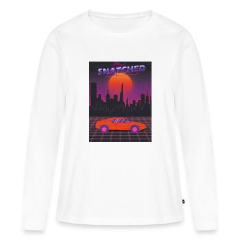 Rouge et Violet Esthétique Moderne Futuriste Snatche - T-shirt manches longues Premium bio Femme - blanc - Devant - Julia (174cm)