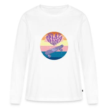 Stay groovy retro style - Frauen Premium Bio Langarmshirt - Weiß - Vorne - Julia (174cm)