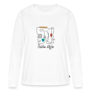 Style Pablo - T-shirt manches longues Premium bio Femme - blanc - Devant - Julia (174cm)