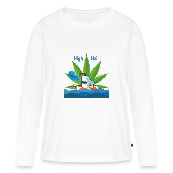 High Hai - Frauen Premium Bio Langarmshirt - Weiß - Vorne - Julia (174cm)